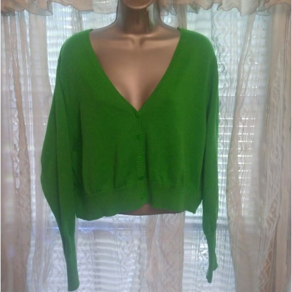 Beautiful Green Button Up Sweater Size 1X